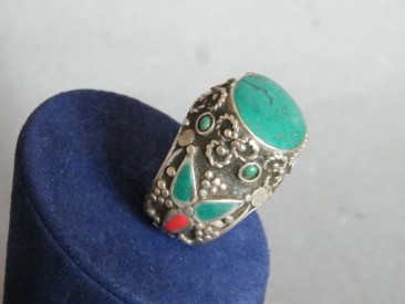 #1200 Large Silver Ring from Tibet, circa 1900 - 1950