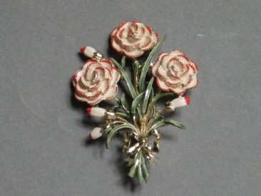 #1207 Enamel Carnation Brooch, circa 1950s **SOLD**