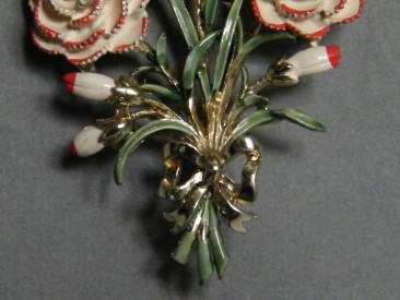 #1207 Enamel Carnation Brooch, circa 1950s **SOLD**