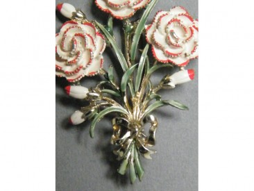 #1207 Enamel Carnation Brooch, circa 1950s **SOLD**