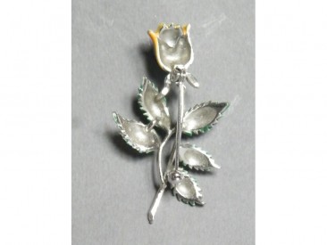 #1245 Enamel and Marcasite Tulip Brooch, circa 1945 - 1960 **SOLD**