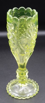 #1877  Victorian Uranium Glass Vase, probably made by John Derbyshire **SOLD** December 2025