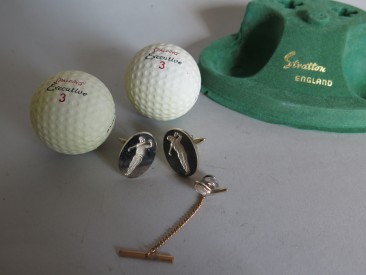 #1672  Rare Stratton Golfing Cuff Link & Tie Tack Set, circa 1960s - 1970s  **Sold**