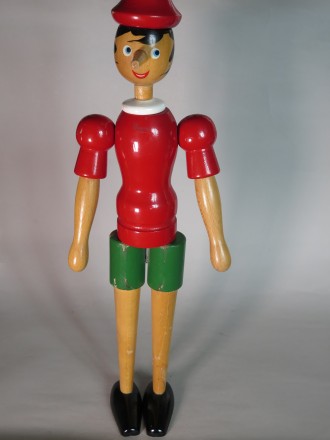 #1576 Large painted Wood Pinocchio Doll, cica 1950s - 1960s,  **SOLD** June 2016
