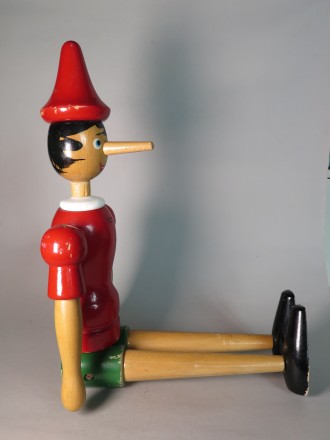 #1576 Large painted Wood Pinocchio Doll, cica 1950s - 1960s,  **SOLD** June 2016