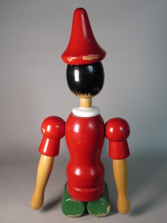 #1576 Large painted Wood Pinocchio Doll, cica 1950s - 1960s,  **SOLD** June 2016