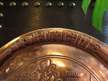 #1619   Johnnie Walker Scotch Whisky Copper Pub Tray, circa 1920s **SOLD** October 2017