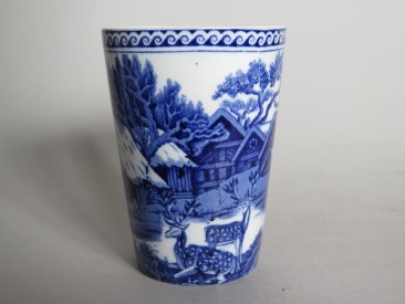 #1651  Rare Wedgwood Blue & White "Fallow Deer" Beaker, circa 1920s