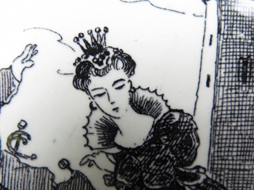 #1607  Creil Montereau Satirical Plate "L' adroite Princesse" from France (1876-1884)