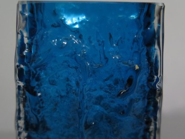 #1663  Whitefriars Glass Kingfisher Blue "Coffin" Vase, early 1970s  **Sold** March 2018