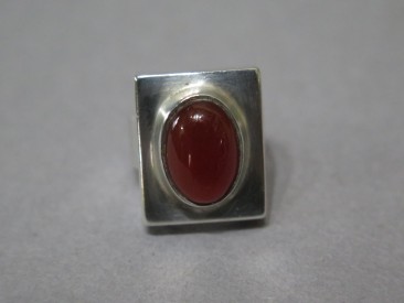 #1612  1960s - 1970s  Carnelian and Silver Ring  **SOLD** December 2017