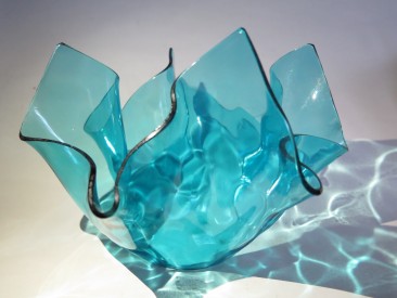 #1518  Large Chance Brothers Glass Handkerchief Vase, circa 1969
