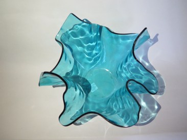 #1518  Large Chance Brothers Glass Handkerchief Vase, circa 1969