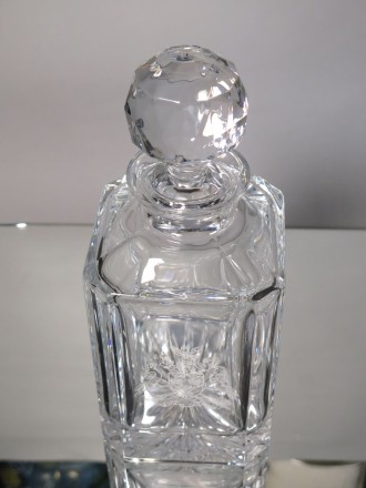 #1560 Late 20th Century Bohemian Glass Lead Crystal Decanter "Audentes Fortuna Luvat"  **Sold** 2018