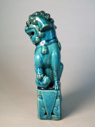 #1745 Rare Chinese Turquoise Enamelled Buddhist Guardian Lion，17th /18th Century