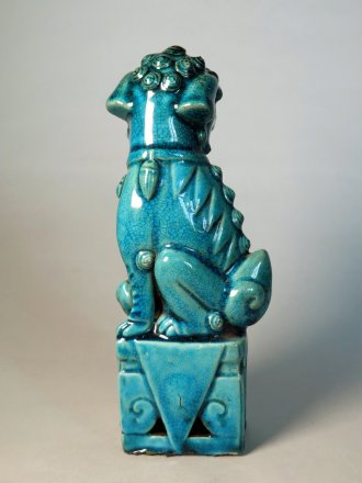 #1745 Rare Chinese Turquoise Enamelled Buddhist Guardian Lion，17th /18th Century