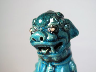 #1745 Rare Chinese Turquoise Enamelled Buddhist Guardian Lion，17th /18th Century