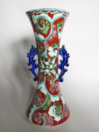 #1713  Tube-Lined Art Nouveau Style Japanese Altar Vase. circa 1900 - 1920