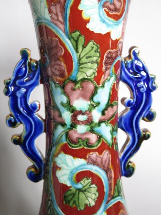 #1713  Tube-Lined Art Nouveau Style Japanese Altar Vase. circa 1900 - 1920