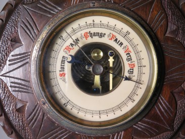 #1487  'Black Forest' Carved Wood Barometer, circa 1920-1940 **SOLD** December 2017