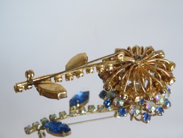 #1592  Blue and Lustre Diamante Brooch, circa 1950s  **SOLD**  2017