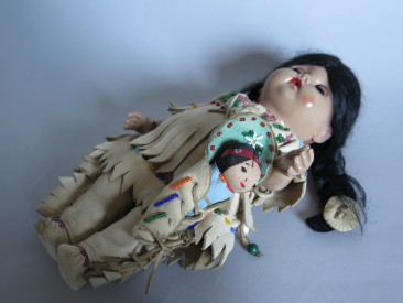 #1590   Rare Native American Doll with Papoose, circa 1950s