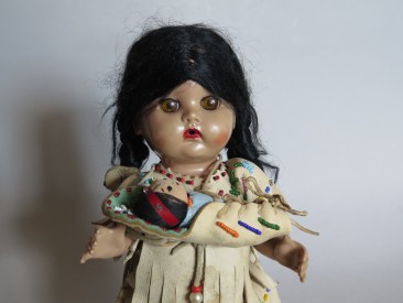 #1590   Rare Native American Doll with Papoose, circa 1950s