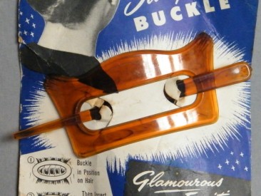 #0468 Plastic "Sweepstick" Hair Buckle on Original Card circa 1940-1950 **SOLD**