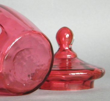 #1826 Victorian Cranberry Glass Jar with Cover, circa 1880-1900