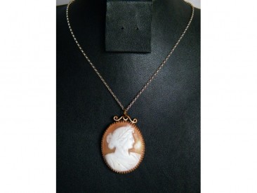 #0247 Carved Neo-Classical Style Cameo Pendant on Silver Chain circa 1890 - 1910 **SOLD**