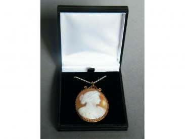 #0247 Carved Neo-Classical Style Cameo Pendant on Silver Chain circa 1890 - 1910 **SOLD**