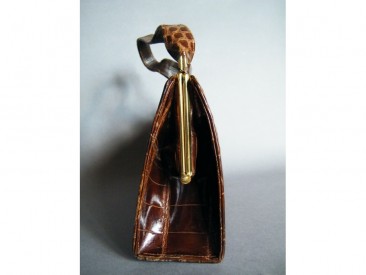 #0183 Circa 1940s Marshall & Snelgrove Crocodile Skin Leather Ladies Handbag **SOLD** through our Liverpool shop