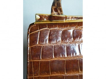 #0183 Circa 1940s Marshall & Snelgrove Crocodile Skin Leather Ladies Handbag **SOLD** through our Liverpool shop