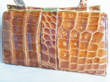 #0183 Circa 1940s Marshall & Snelgrove Crocodile Skin Leather Ladies Handbag **SOLD** through our Liverpool shop