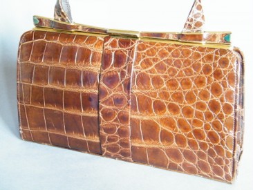 #0183 Circa 1940s Marshall & Snelgrove Crocodile Skin Leather Ladies Handbag **SOLD** through our Liverpool shop