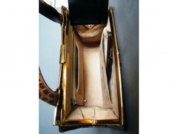 #0183 Circa 1940s Marshall & Snelgrove Crocodile Skin Leather Ladies Handbag **SOLD** through our Liverpool shop