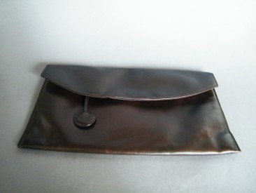 #0490 1930s Ladies Modernist Soft Brown Leather Clutch Bag  *SOLD*