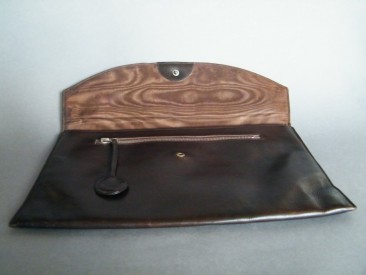 #0490 1930s Ladies Modernist Soft Brown Leather Clutch Bag  *SOLD*