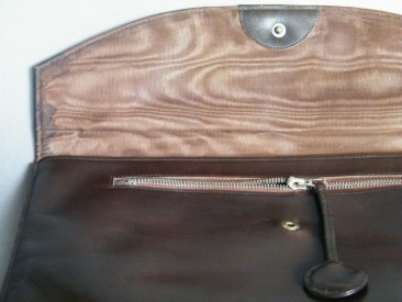 #0490 1930s Ladies Modernist Soft Brown Leather Clutch Bag  *SOLD*