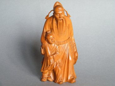 #0360  Fine Huang Yang Mu (Boxwood) Carved Figure by Jing Fu (China) , active 1912-1949 **Sold** through Christies King Street, November 2012