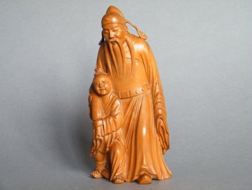 #0360  Fine Huang Yang Mu (Boxwood) Carved Figure by Jing Fu (China) , active 1912-1949 **Sold** through Christies King Street, November 2012