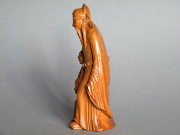 #0360  Fine Huang Yang Mu (Boxwood) Carved Figure by Jing Fu (China) , active 1912-1949 **Sold** through Christies King Street, November 2012