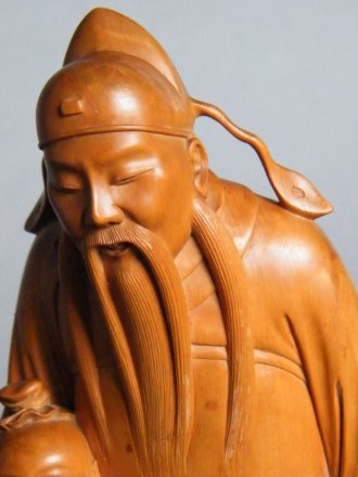 #0360  Fine Huang Yang Mu (Boxwood) Carved Figure by Jing Fu (China) , active 1912-1949 **Sold** through Christies King Street, November 2012