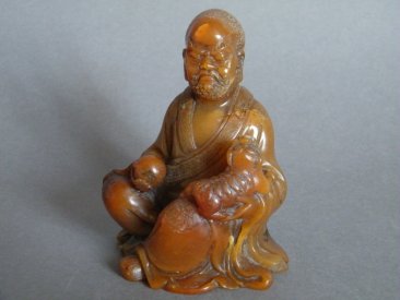 #0323 Rare 17th/18th Century Chinese Soapstone Carving of Damo, signed Shang Jun   **Sold** to U.S.A., Nov. 2013