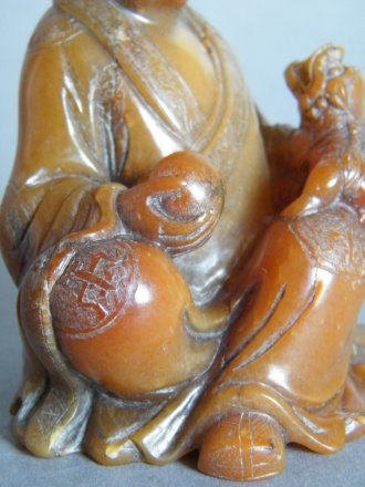 #0323 Rare 17th/18th Century Chinese Soapstone Carving of Damo, signed Shang Jun   **Sold** to U.S.A., Nov. 2013