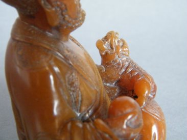 #0323 Rare 17th/18th Century Chinese Soapstone Carving of Damo, signed Shang Jun   **Sold** to U.S.A., Nov. 2013