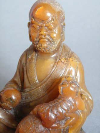 #0323 Rare 17th/18th Century Chinese Soapstone Carving of Damo, signed Shang Jun   **Sold** to U.S.A., Nov. 2013