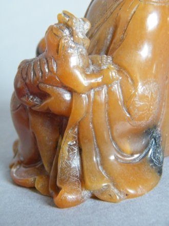 #0323 Rare 17th/18th Century Chinese Soapstone Carving of Damo, signed Shang Jun   **Sold** to U.S.A., Nov. 2013