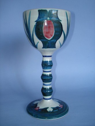 #0099  Large Tin-Glazed Studio Pottery Goblet by Ian Caiger-Smith , made 1967  **Sold to USA** December 2020