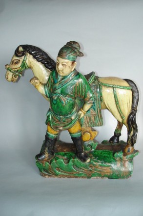 #0342  Ming Dynasty Roof Ridge Tile Horse & Groom (1368 -1644) *Price on Request*